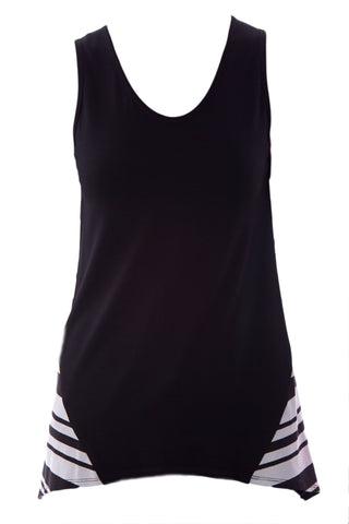 Olian Women's Striped Hi Low Hem Maternity Top Small Black & Light Grey