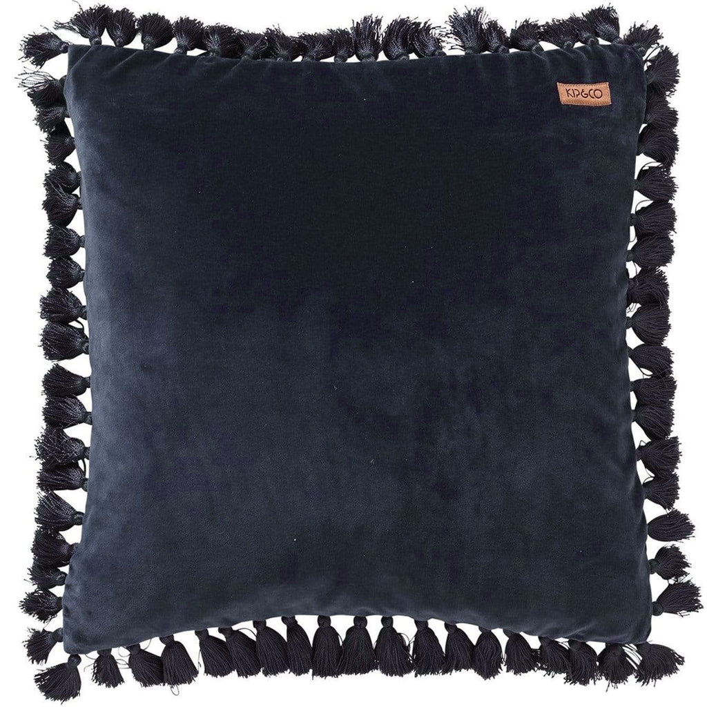 Kip&Co 20 Inch Petrol Blue Velvet Tassel Cushion Cover