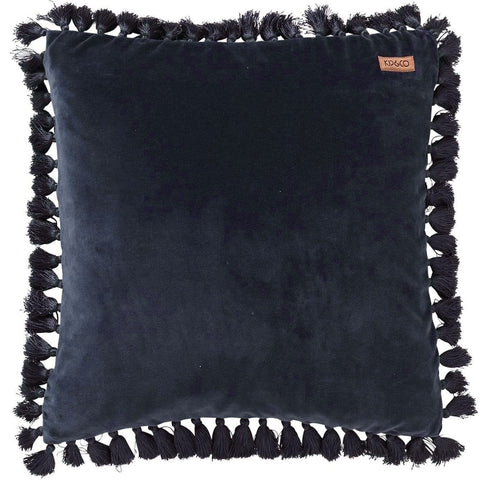 Kip&Co 20 Inch Petrol Blue Velvet Tassel Cushion Cover