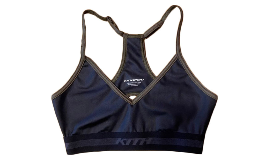 KITH SPORT Women's Black/Olive Keyhole Sports Bra KHW9053 Small NWOT