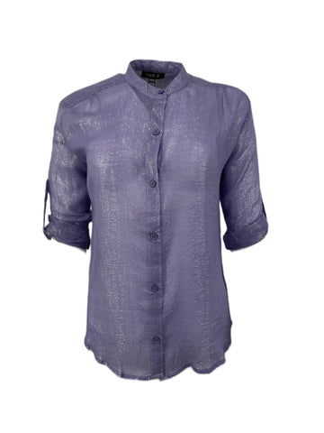 SUZIE KONDI Women's Lavender Koubi Metallic Blouse #1004 $195 NWT