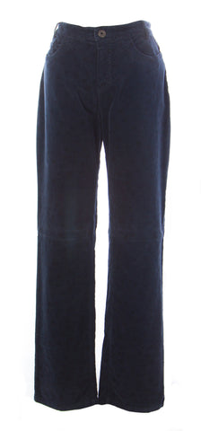 LES COPAINS BLUE Women's Navy Blue Floral Velvet Pants OJ3244 $233 NEW