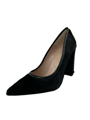Marina Rinaldi Women's Black Look Block Heel Leather Pumps Size 10 NWB