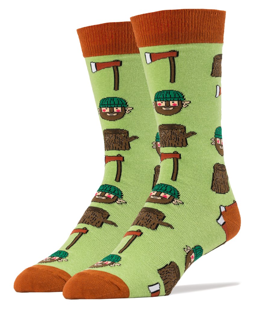 OOOH YEAH! Men's Novelty Crew Socks, MD6017C - Lumberjack Attack