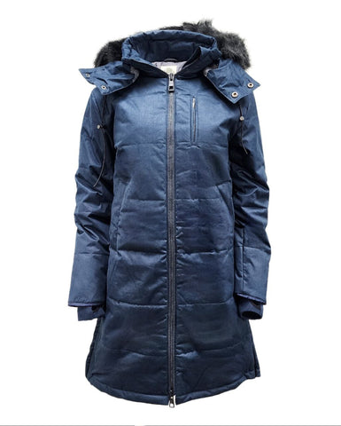 HoodLamb Women's Midnight Blue Nordic Hemp Warm Vegan Puffer Coat NWT