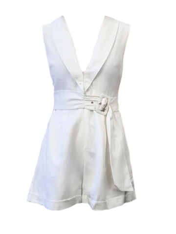 MADISON THE LABEL Women's White Cotton Blazer Style Romper #MS0206 X-Small NWT