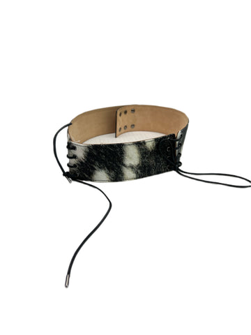 Max Mara Women's Black Macbeth Flaxlinen Lace Up Front Wide Belt Size M NWT