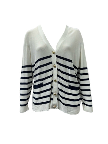 Marina Rinaldi Women's White Maculato Button Closure Cardigan NWT