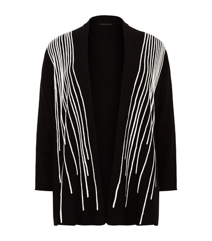 MARINA RINALDI Women's Black Marcella Virgin Wool Cardigan X-Large $725 NWT