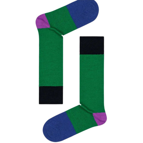 HAPPY SOCKS Men's Green Merino Wool Knitted Dressed Luis Socks Size 9.5-12 NWT