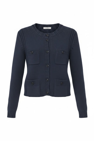 Max Mara Women's Navy Mincio Button Closure Cardigan NWT