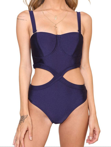 MINKPINK Women's Blue Lucky Strapless One Piece Swimsuit #2052 NWT