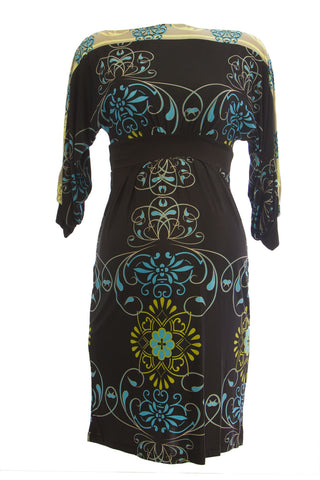 OLIAN Maternity Women's Black Floral Print 3/4 Sleeve Boat Neck Dress $148 NWT