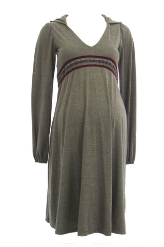OLIAN Maternity Women's Contrast Stripes Hoodied Maxi Dress X-Small Grey