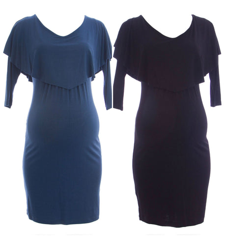 OLIAN Maternity Women's Nursing Layered Top 3/4 Sleeve Dress $148 NWT