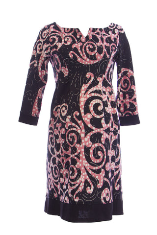 OLIAN Maternity Women's Scroll Print 3/4 Sleeve Sheath Dress X-Small Black