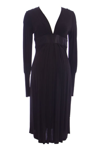 OLIAN Maternity Women's Black Gathered Front Plunge Neck Dress S $165 NWT