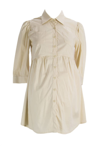 OLIAN Maternity Women's Sand Breast Pockets Button Down Shirt Tunic XS $125 NWT