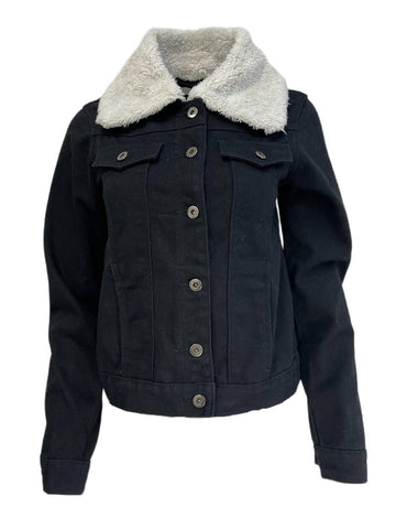 LOST IN LUNAR Women's Black Northern Lights Denim Jacket Size US 4 NWT