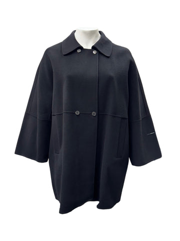 Marina Rinaldi Women's Black Natalia Button Closure Coat NWT