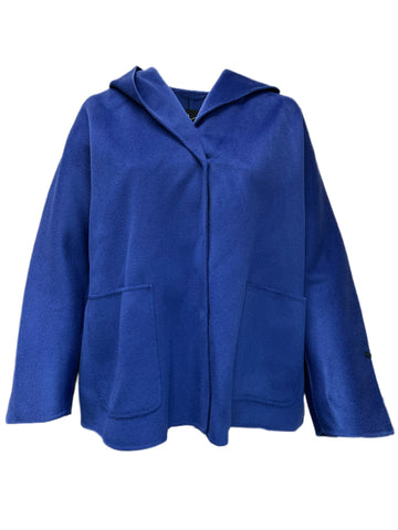 Marina Rinaldi Women's Blue Nove Hooded Wool Coat NWT