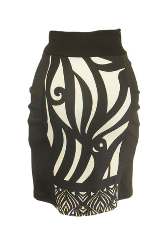 OLIAN Maternity Women's Black Andrea Arabesque Print Pencil Skirt Sz XS $78 NWT