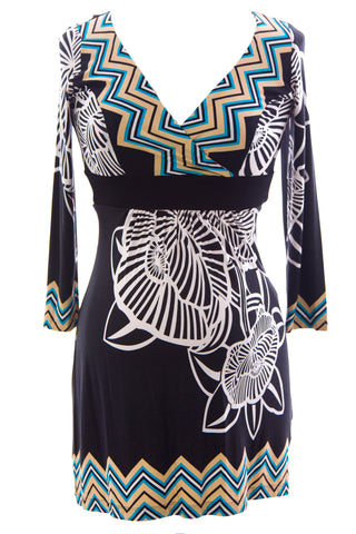 OLIAN Women's Multi Zig Zag Trim Gemma Maternity Tunic O3703AD02 Sz S $110 NWT