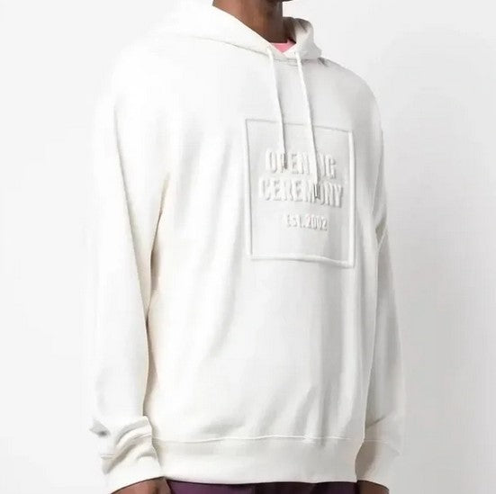 OPENING CEREMONY Men's Cloud White Embossed Box Logo Hoodie $230 NWT