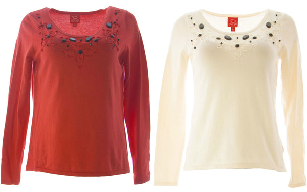 O OSCAR by Oscar De La Renta Women's Floral Applique Sweater $89 NWT