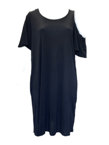 Marina Rinaldi Women's Black Omega Cold Shoulder Shift Dress Size XL NWT