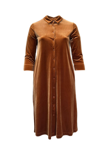 Marina Rinaldi Women's Orange Opalino Velour Shirt Dress NWT