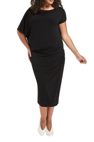 MARINA RINALDI Women's Black Orafo Jersey Sheath Dress $595 NWT