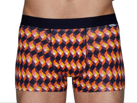 HAPPY SOCKS Men's Orange Optic Square Cotton Breathable Trunk Medium NWT