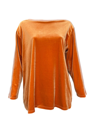 Marina Rinaldi Women's Orange Oriolo Velour Sweatshirt NWT
