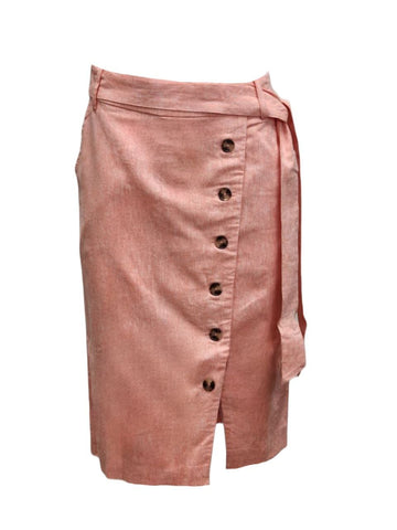 HoodLamb Women's Coral Side Button Down Hemp Skirt 420 NWT