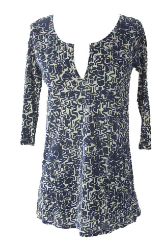VELVET by Graham & Spencer Women's Cobalt Print Mandarin Collar Tunic S $129 NEW