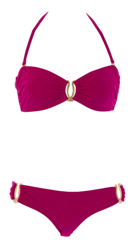 NAILA Women's Solid Fuchsia Convertible Bikini Set PATAYA $130 NEW