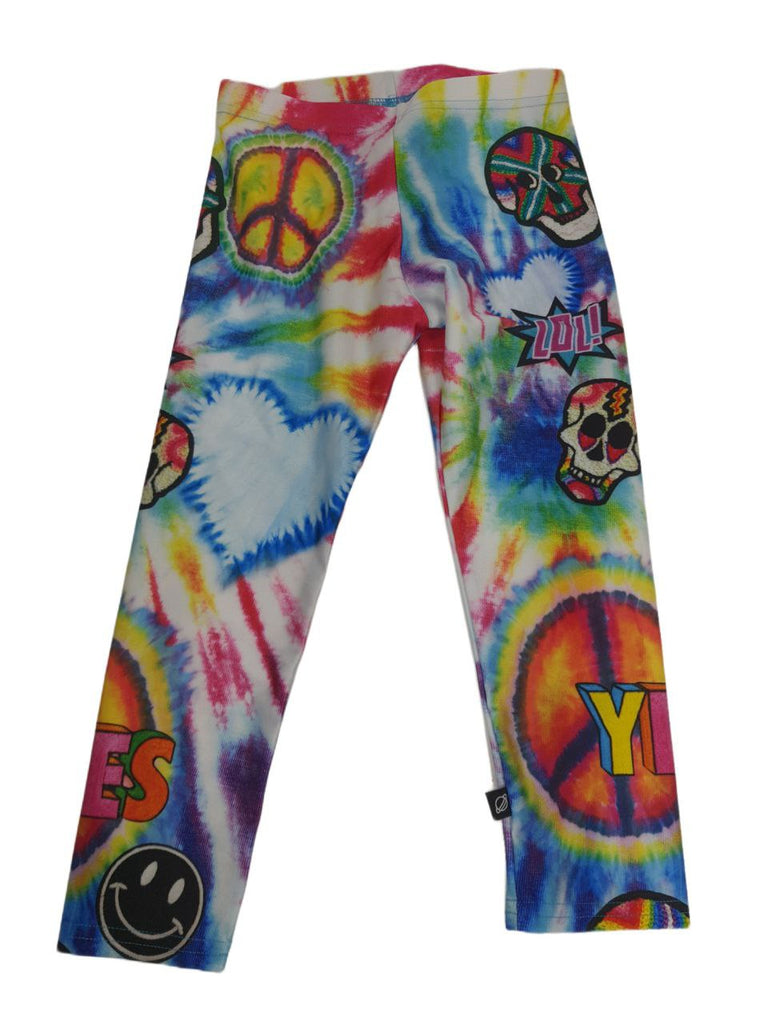 TEREZ Girl's Multicolor Lol Tie Dye Leggings #5017950 Large NWT