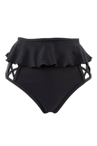PEEK & BEAU Women's Black Lattice High Waist Bikini Brief NWT