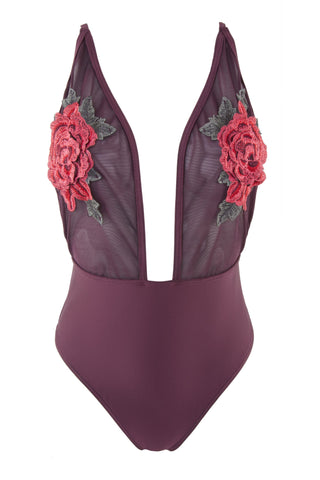 PEEK & BEAU Women's Red Rose Applique One Piece Swimsuit NWT