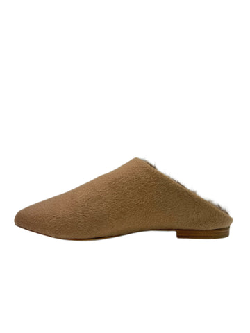 Max Mara Women's Cammello Pensile Mink Fur Pointed Toe Slippers Size 5 NWB