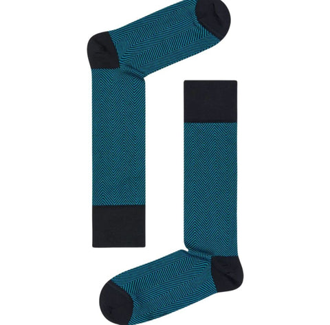 HAPPY SOCKS Men's Blue Mercerized Pima Cotton Dressed Socks Size 8-12 NWT
