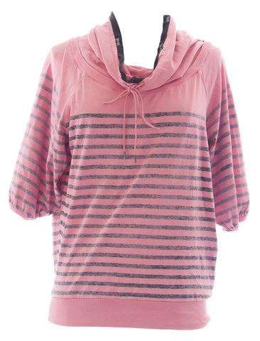 DIESEL Women's VINTAGE Pink/Grey Teshy Felpa Top #00AXT MSRP $135 XS NWT