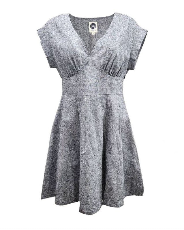 HoodLamb Women's Black Short Sleeve A-Line Pleated Dress 420 NWT