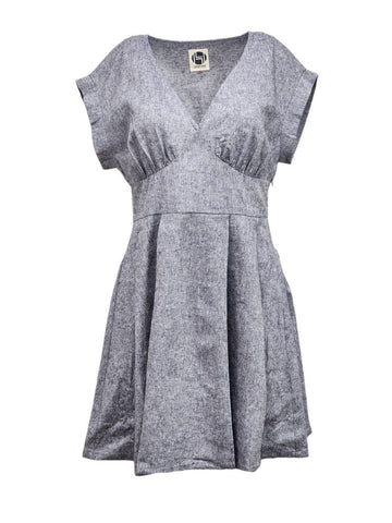 HoodLamb Women's Navy Short Sleeve A-Line Pleated Dress 420 NWT