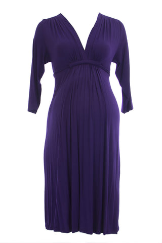 OLIAN Maternity Women's Surplice Neck Drawstring Waist Dress Small Indigo