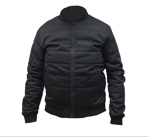 HoodLamb Men's Black Quilted Hemp Bomber #W18MQB NWT