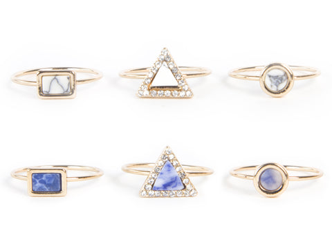 BANSRI Donna Agate Stack Ring Set R0104 $86 NEW