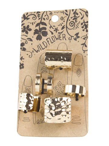 BANSRI Gold 5-Pc Textured Ring Set R904 Sz 7 $86 NEW