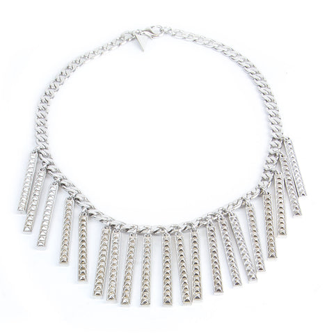 Rebecca Minkoff Silvertone Pyramid Runway ID Bib Necklace $168